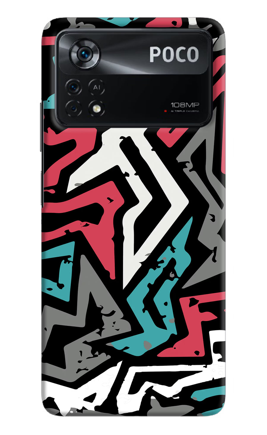 Geometric Graffiti Poco X4 Pro Back Cover, Hard case