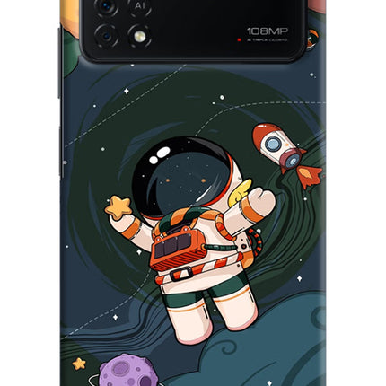 Cartoon Astronaut Poco X4 Pro Hard Case Back Cover by Casekaro