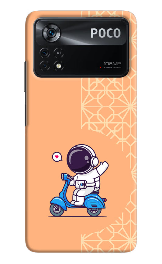 Cute Astronaut Riding Poco X4 Pro Hard Case Back Cover by Casekaro