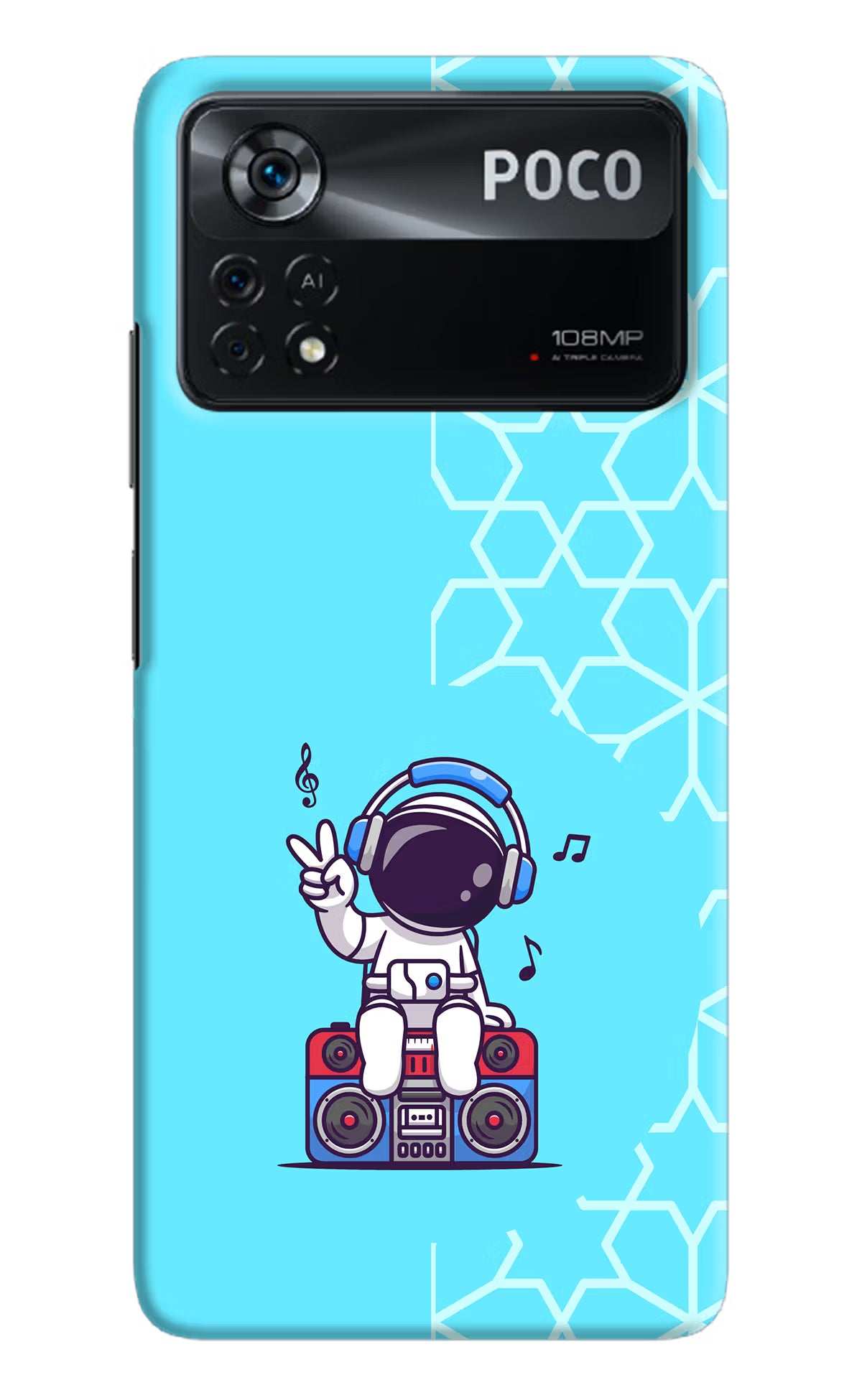 Cute Astronaut Chilling Poco X4 Pro Hard Case Back Cover by Casekaro