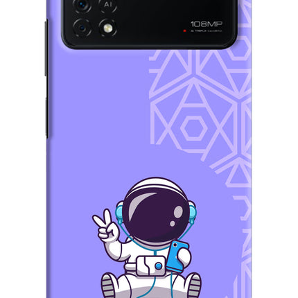 Cute Astronaut Chilling Poco X4 Pro Hard Case Back Cover by Casekaro