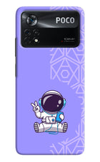 Cute Astronaut Chilling Poco X4 Pro Hard Case Back Cover by Casekaro