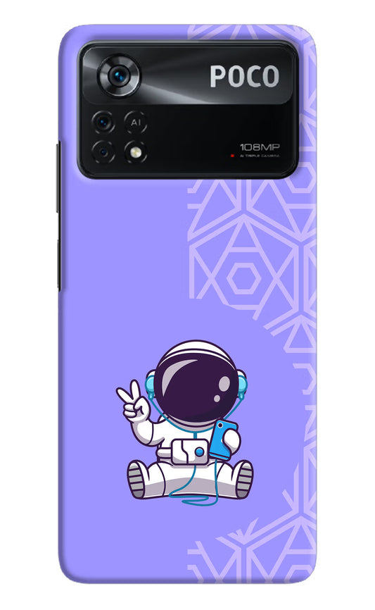 Cute Astronaut Chilling Poco X4 Pro Hard Case Back Cover by Casekaro