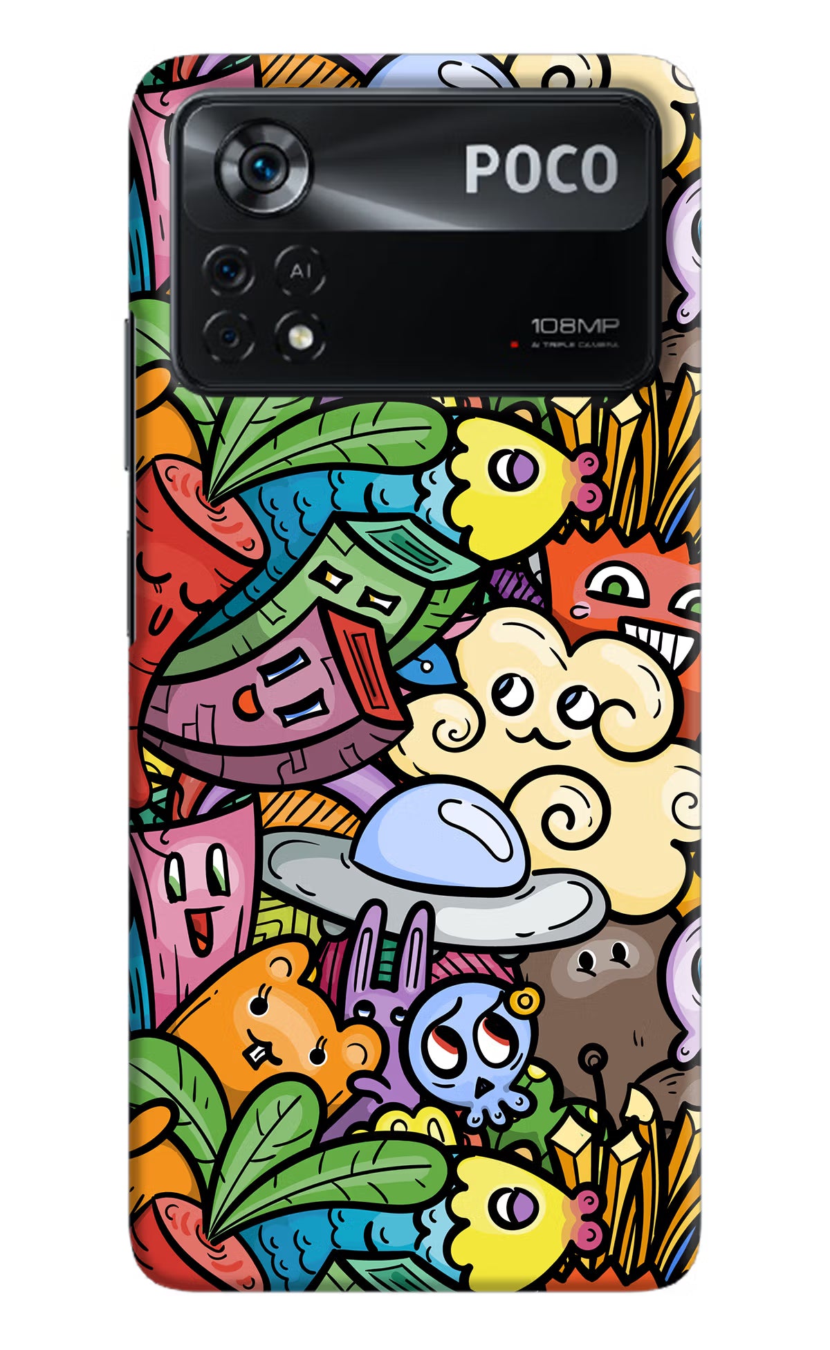 Veggie Doodle Poco X4 Pro Hard Case Back Cover by Casekaro