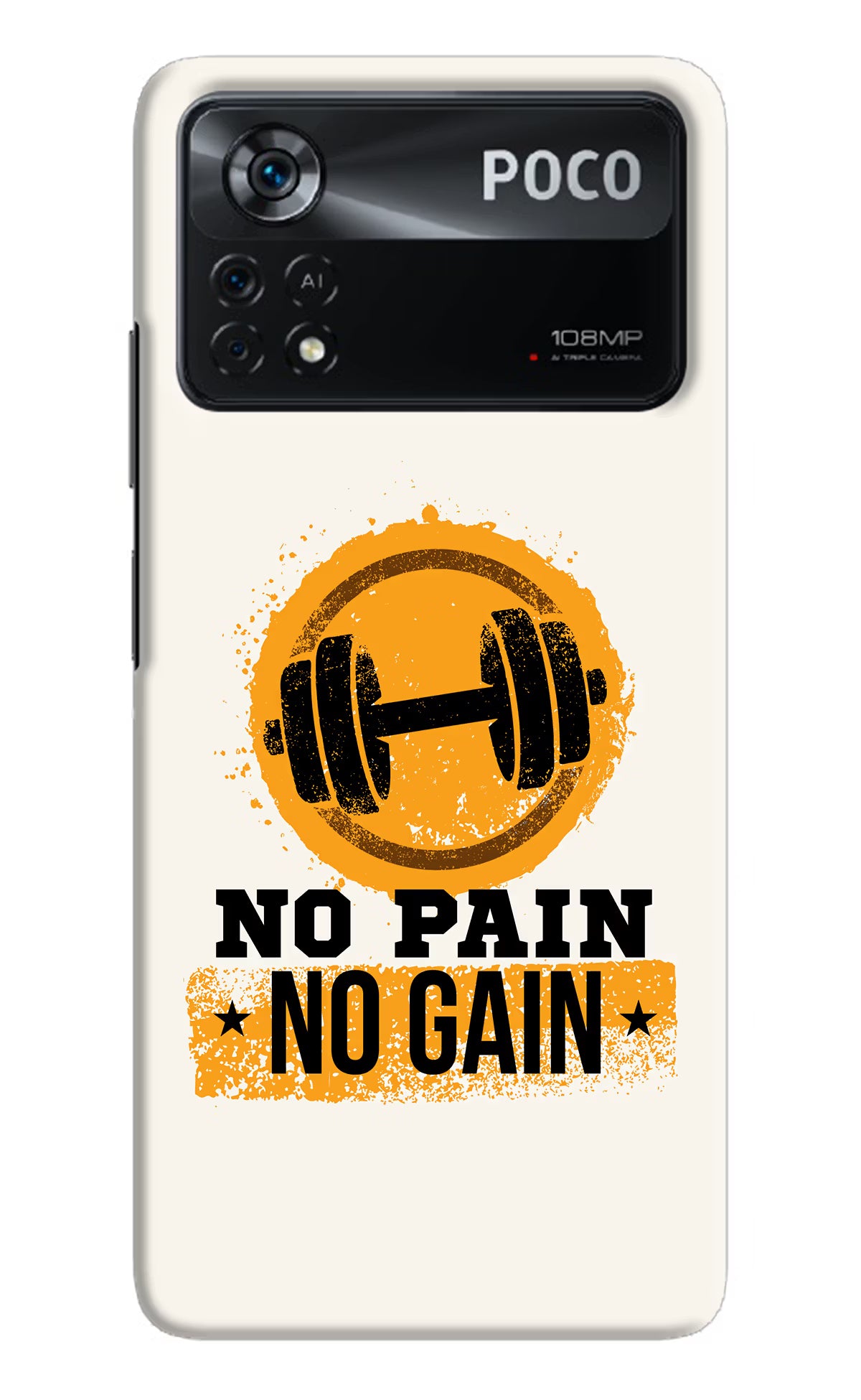 No Pain No Gain Poco X4 Pro Hard Case Back Cover by Casekaro