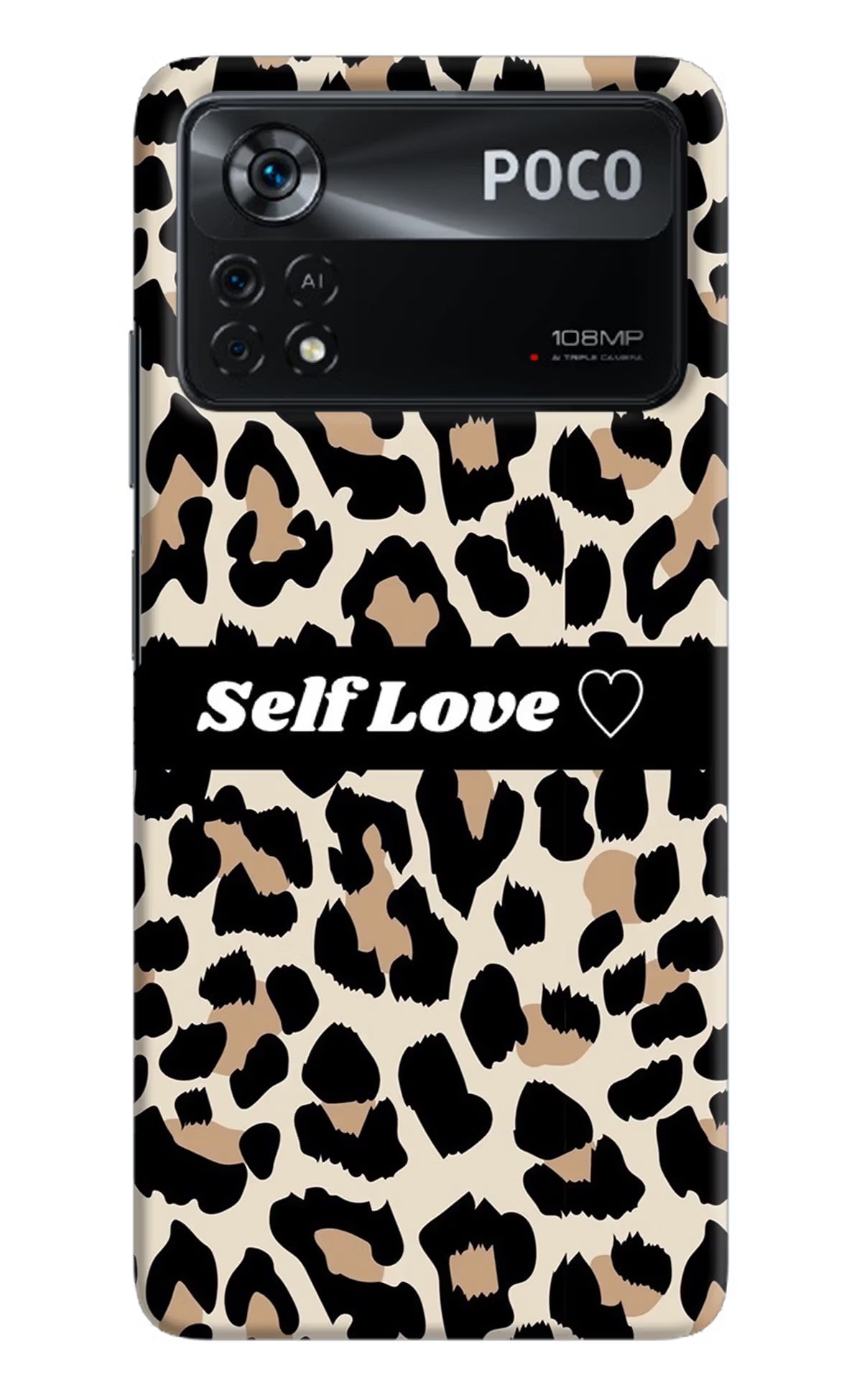 Leopard Print Self Love Poco X4 Pro Hard Case Back Cover by Casekaro