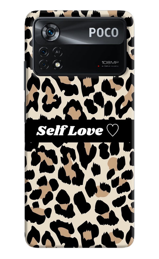 Leopard Print Self Love Poco X4 Pro Hard Case Back Cover by Casekaro
