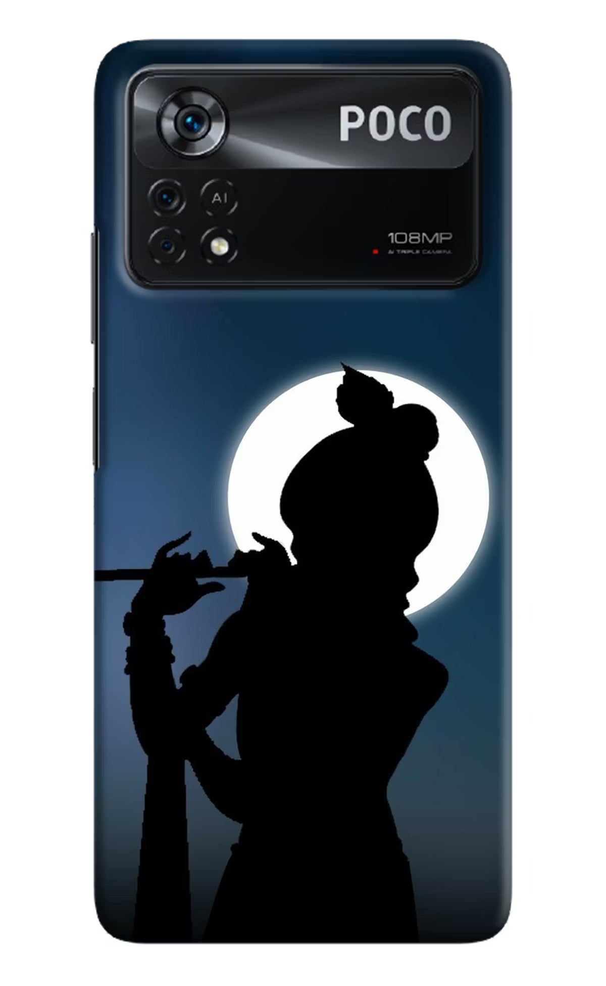 Shri Krishna Silhouette Poco X4 Pro Hard Case Back Cover by Casekaro