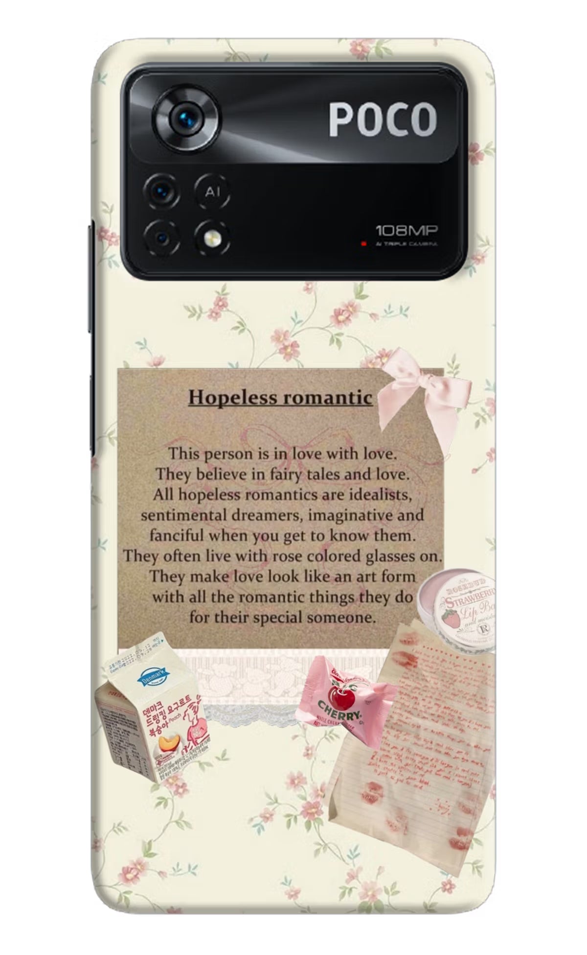 Hopeless Romantic Poco X4 Pro Hard Case Back Cover by Casekaro