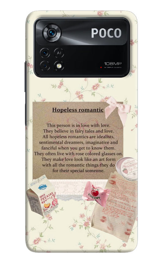 Hopeless Romantic Poco X4 Pro Hard Case Back Cover by Casekaro
