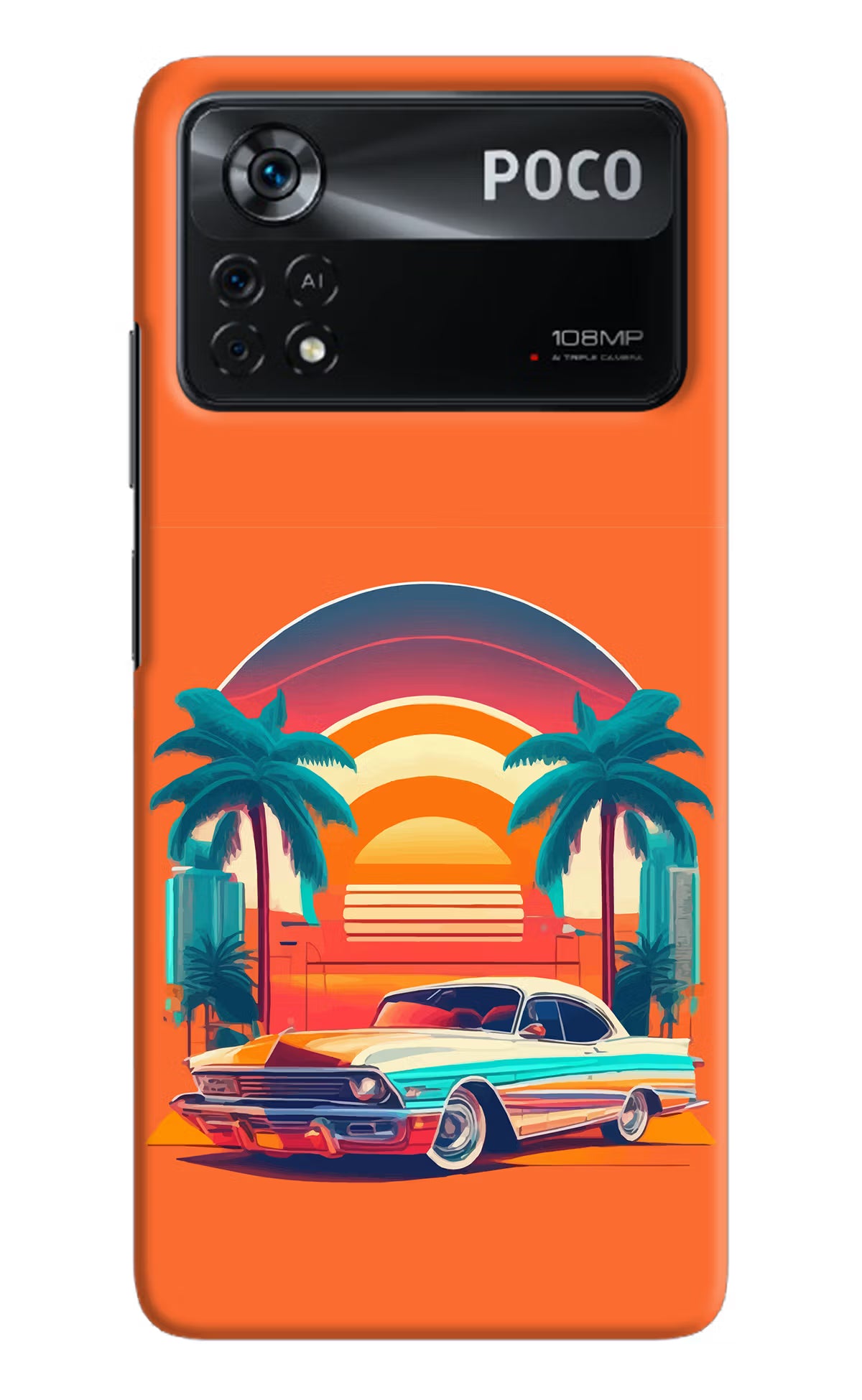Palm Drive 80s Poco X4 Pro Hard Case Back Cover by Casekaro