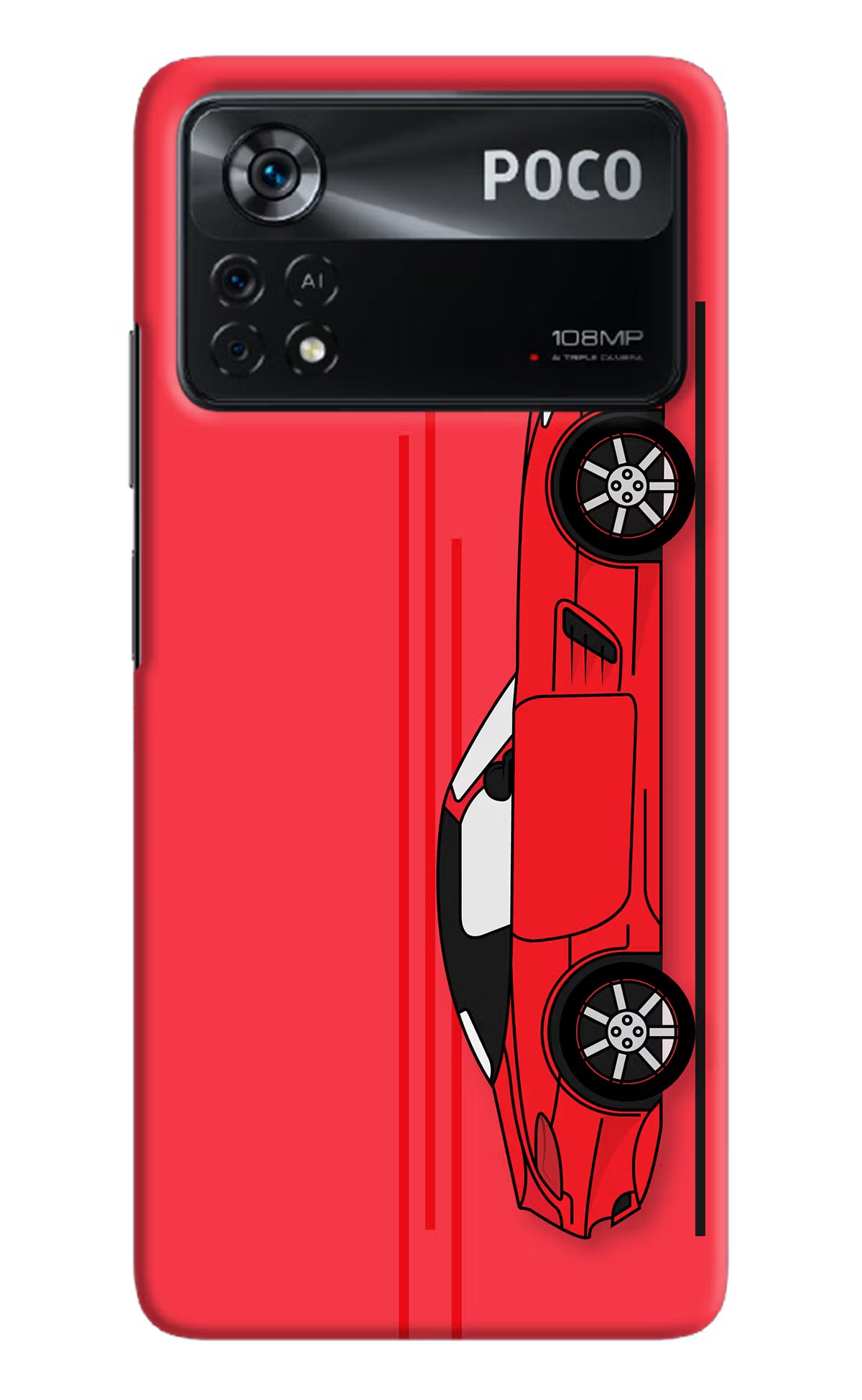 Red Velocity Poco X4 Pro Hard Case Back Cover by Casekaro