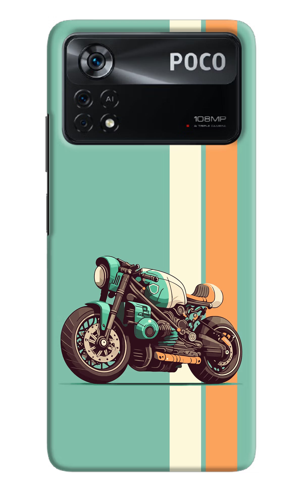 Striped Moto Drift Poco X4 Pro Hard Case Back Cover by Casekaro