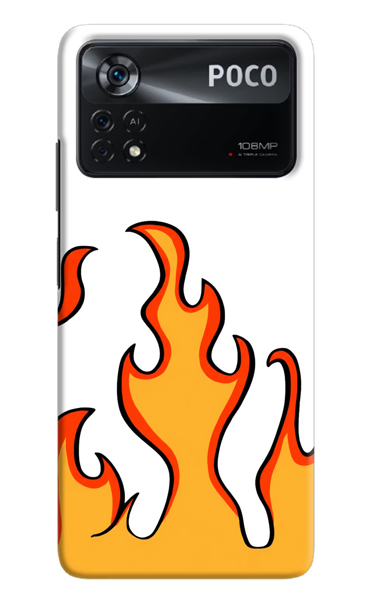 Fired Up – White Poco X4 Pro Hard Case Back Cover by Casekaro