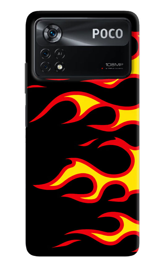 Side Sweep Flames Poco X4 Pro Hard Case Back Cover by Casekaro