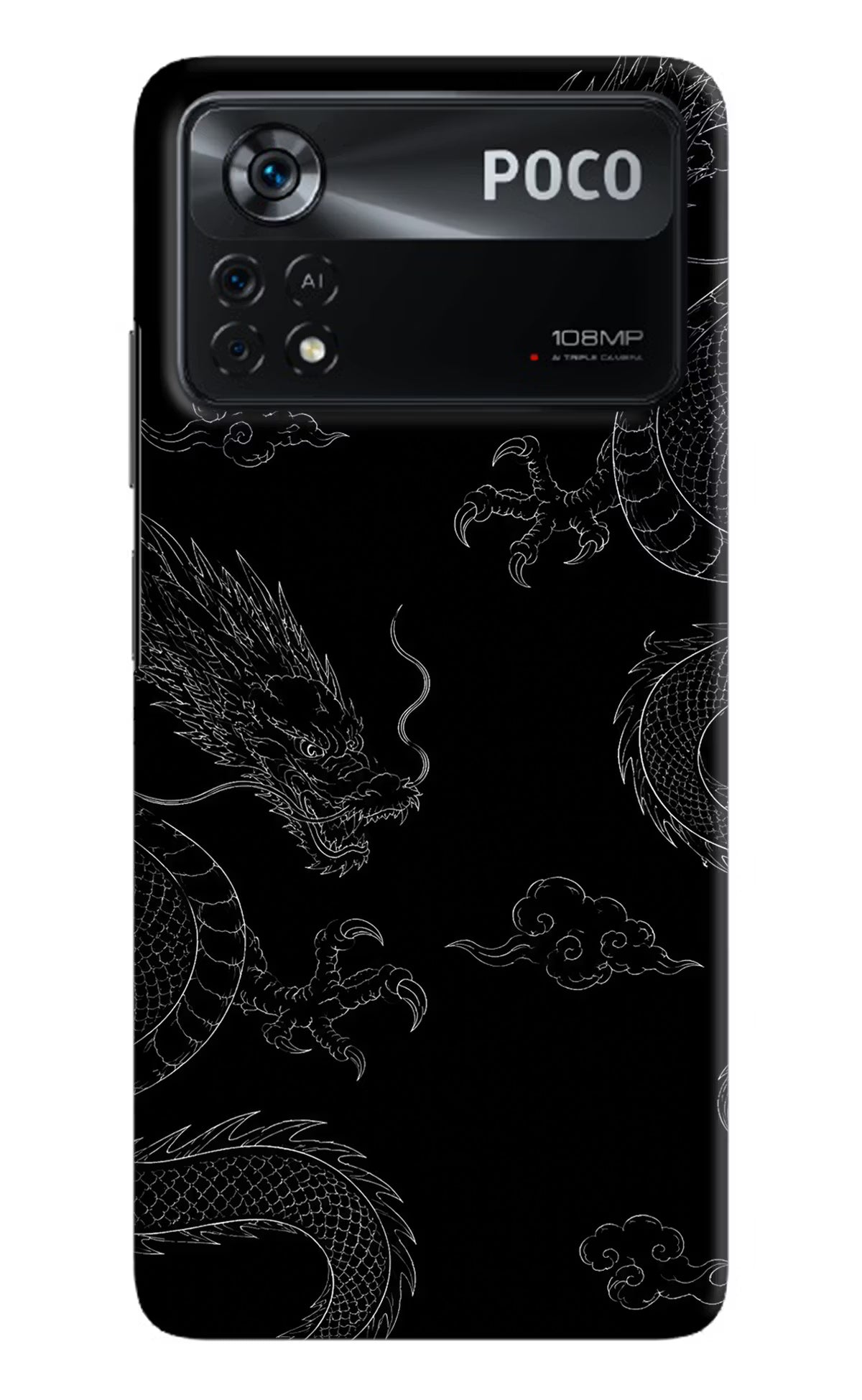 Twin Dragons Poco X4 Pro Hard Case Back Cover by Casekaro