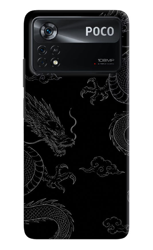 Twin Dragons Poco X4 Pro Hard Case Back Cover by Casekaro