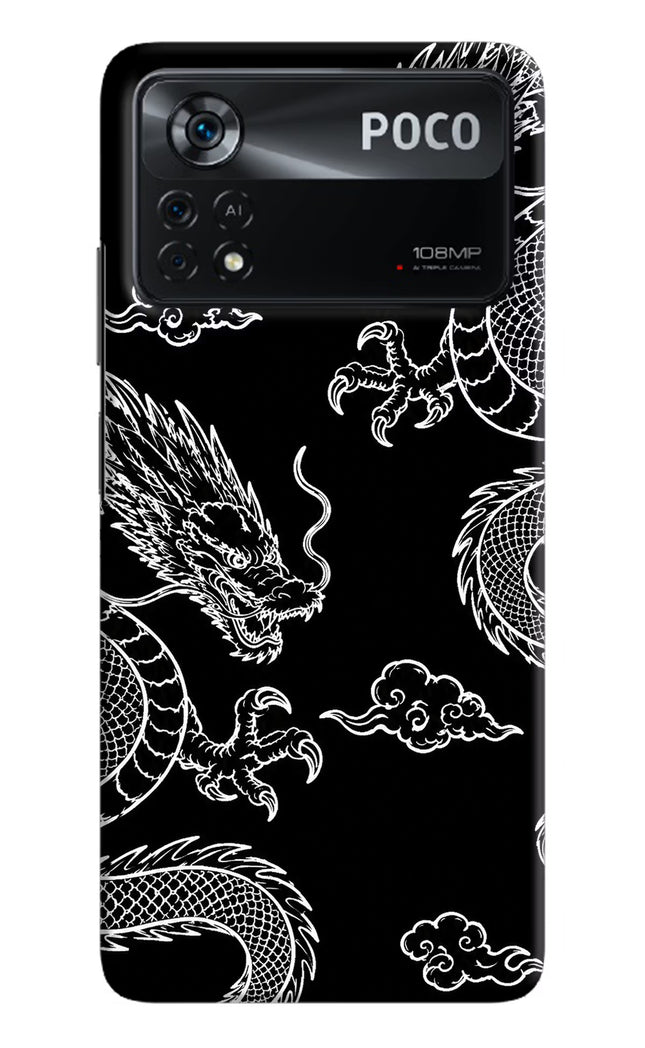 Twin Dragons Poco X4 Pro Hard Case Back Cover by Casekaro