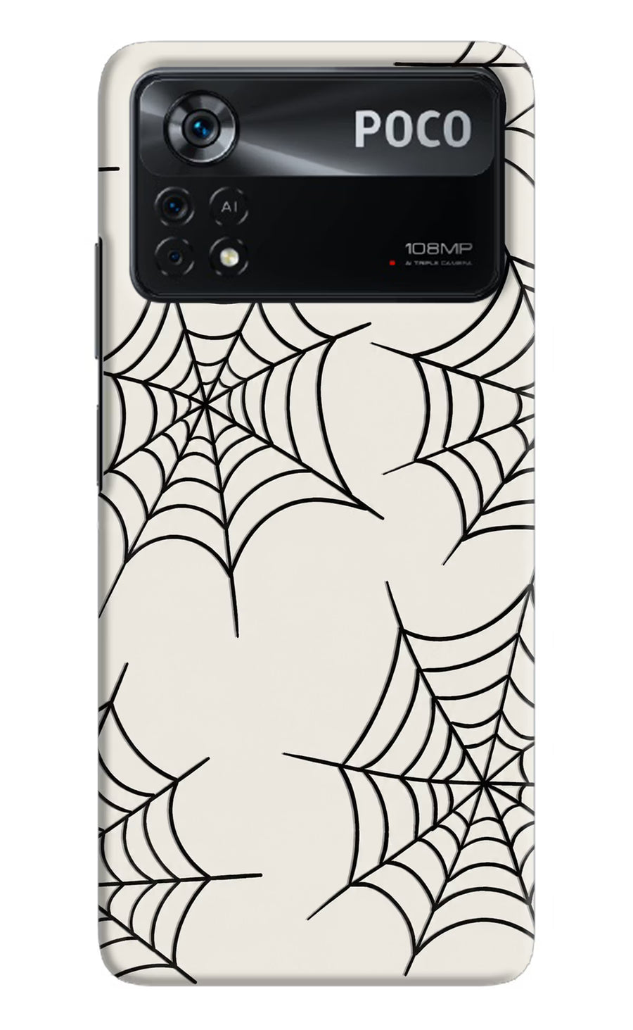 Spider Web Poco X4 Pro Back Cover, Hard case