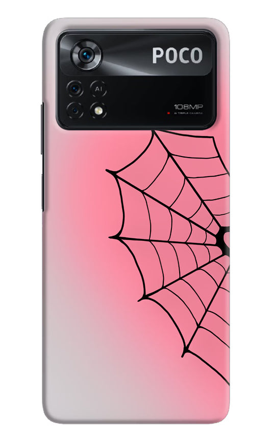 Pink Web Poco X4 Pro Hard Case Back Cover by Casekaro