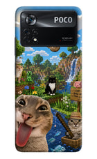 Minecraft Cat Chaos Poco X4 Pro Hard Case Back Cover by Casekaro