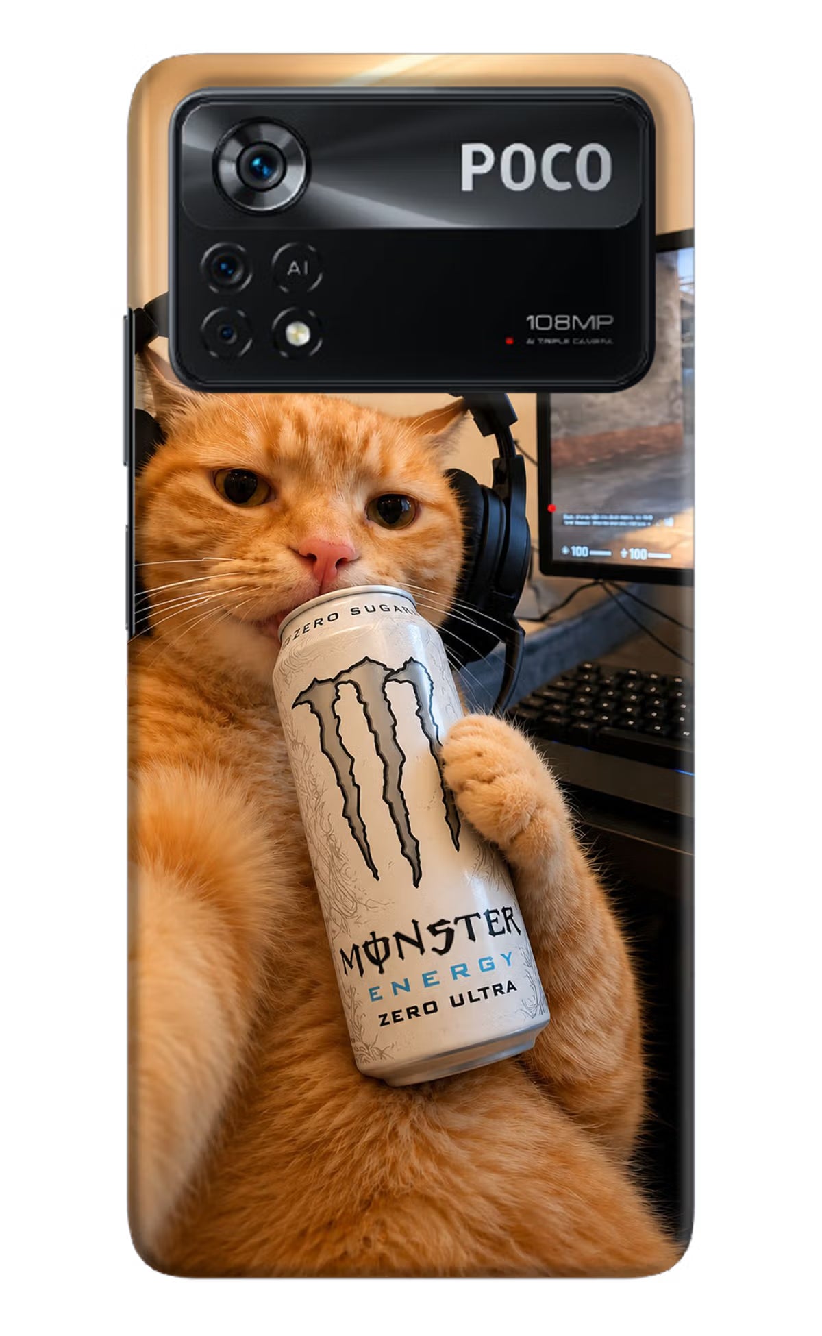 Gamer Cat Energy Poco X4 Pro Back Cover