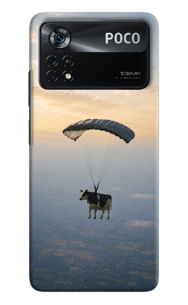 Skydiving Cow Poco X4 Pro Hard Case Back Cover by Casekaro