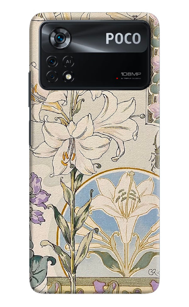 White Lily Poco X4 Pro Hard Case Back Cover by Casekaro