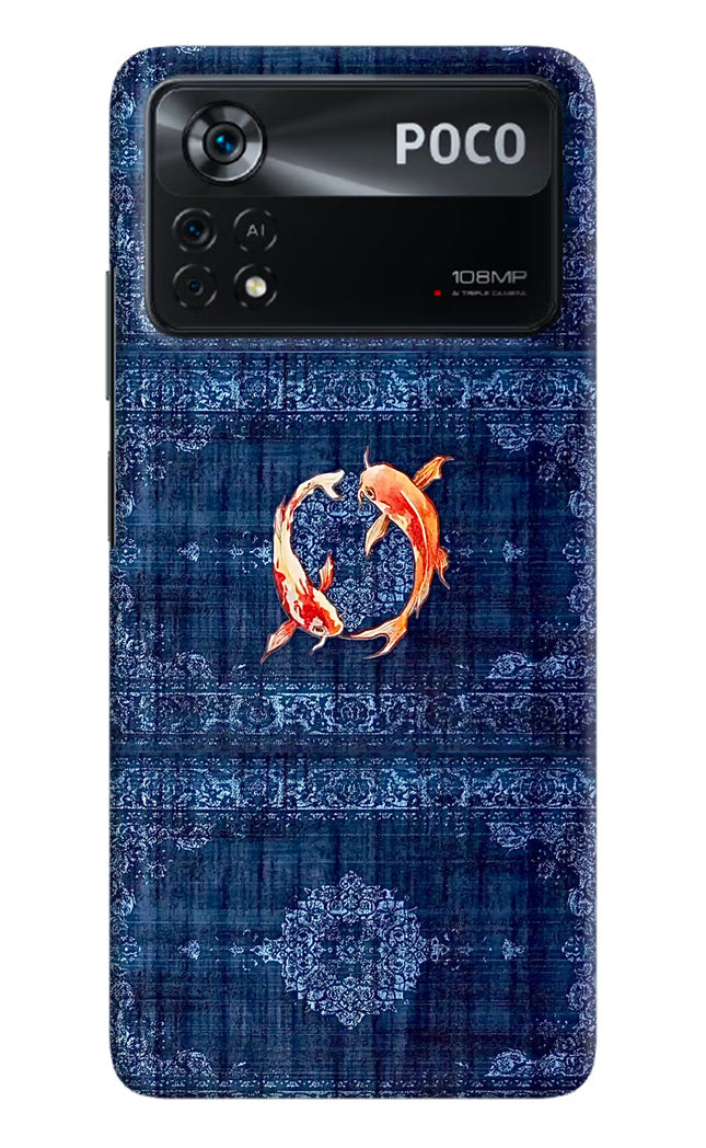 Koi Blue Poco X4 Pro Hard Case Back Cover by Casekaro