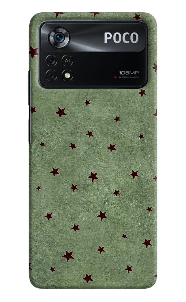 Green Stars Poco X4 Pro Hard Case Back Cover by Casekaro