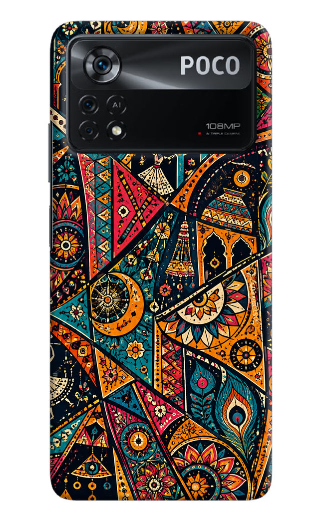 Folk Print Poco X4 Pro Hard Case Back Cover by Casekaro