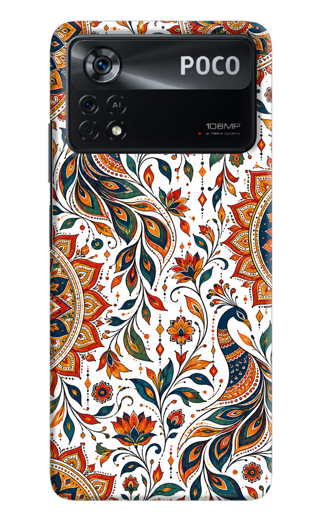 White Mayura Poco X4 Pro Hard Case Back Cover by Casekaro