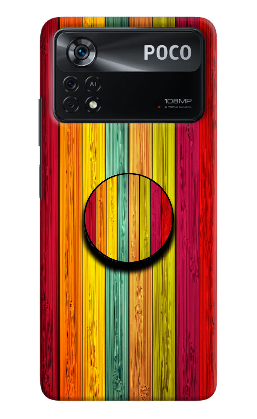 Multicolor Wooden Poco X4 Pro Pop Case, Hard case