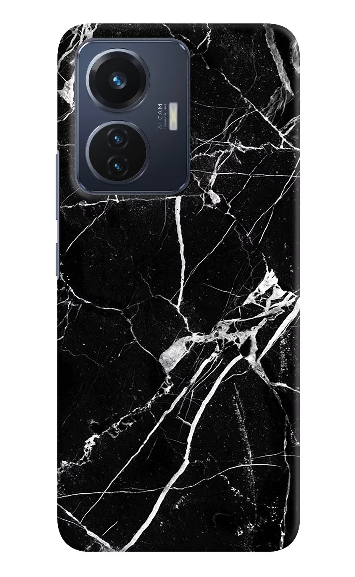 Black Marble Pattern Vivo T1 44W Hard Case Back Cover by Casekaro