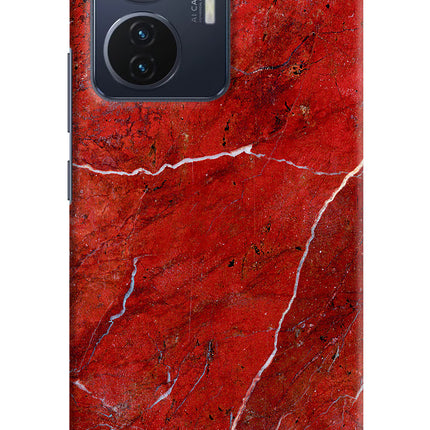 Red Marble Design Vivo T1 44W Hard Case Back Cover by Casekaro