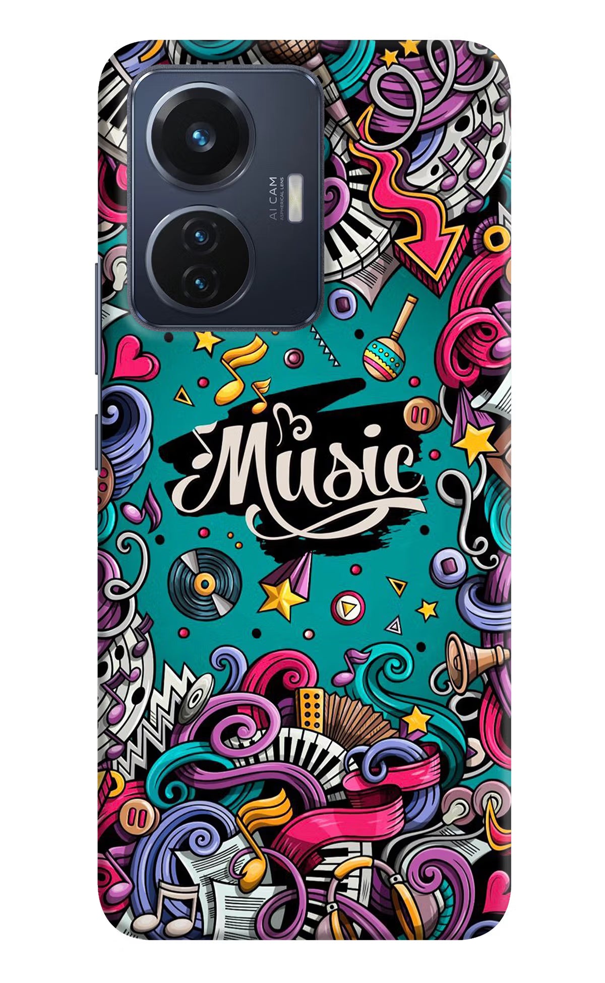 Music Graffiti Vivo T1 44W Hard Case Back Cover by Casekaro