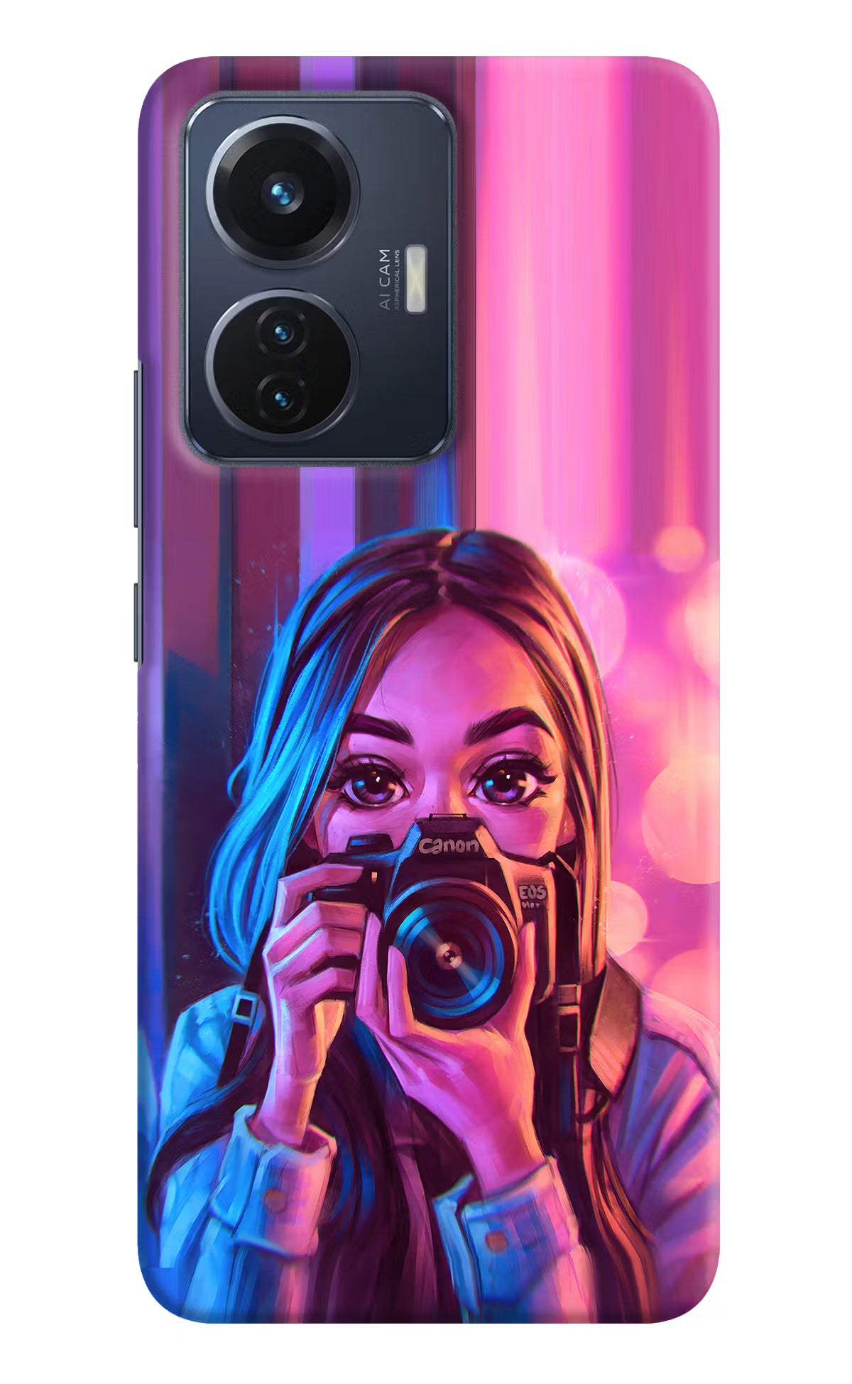 Girl Photographer Vivo T1 44W Hard Case Back Cover by Casekaro