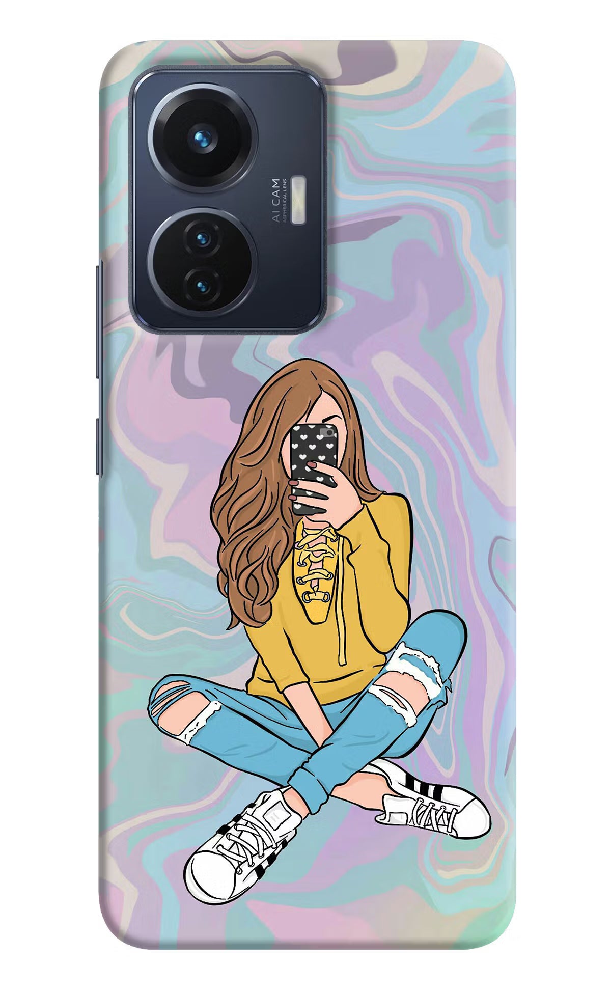 Selfie Girl Vivo T1 44W Hard Case Back Cover by Casekaro