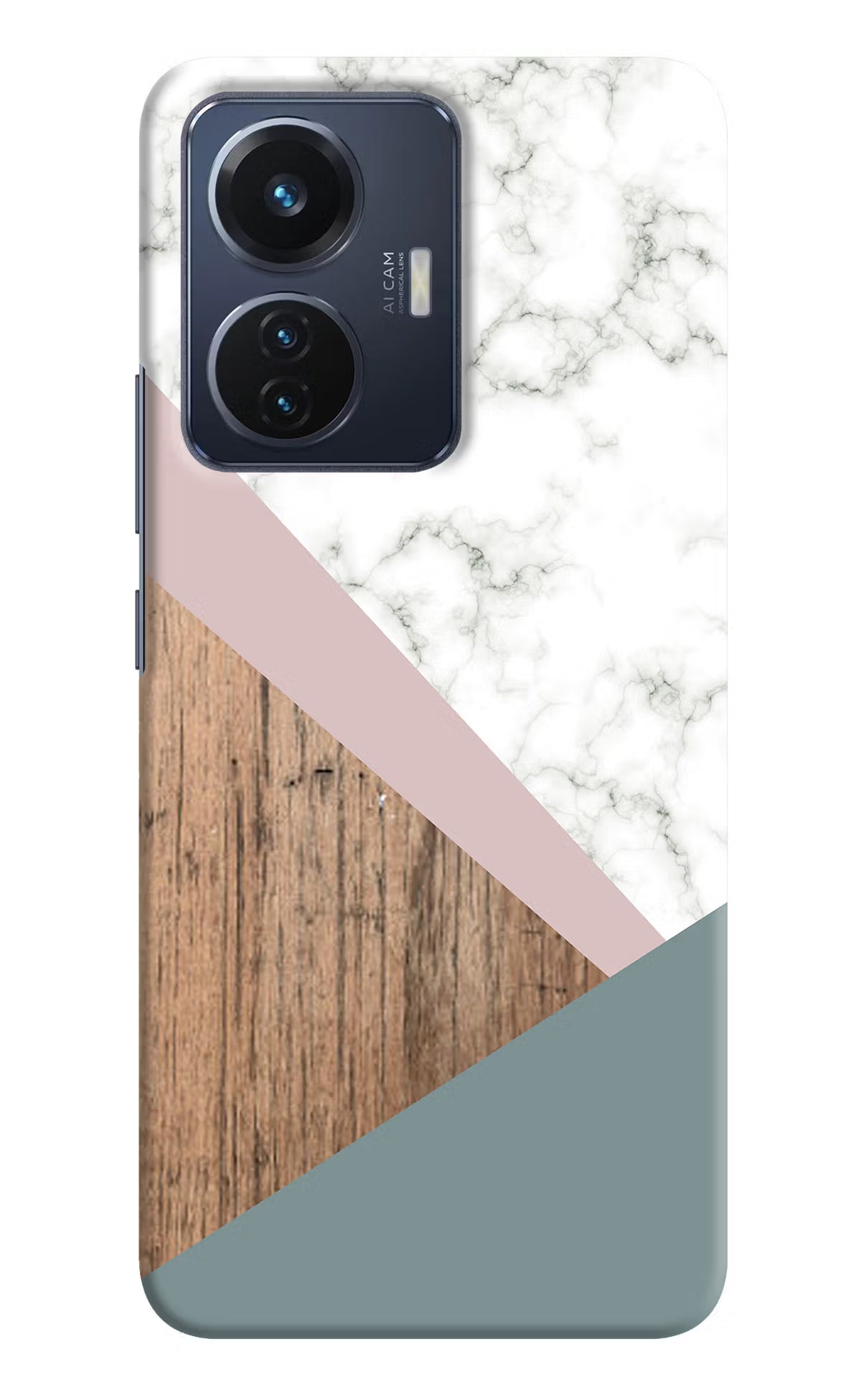 Marble wood Abstract Vivo T1 44W Hard Case Back Cover by Casekaro
