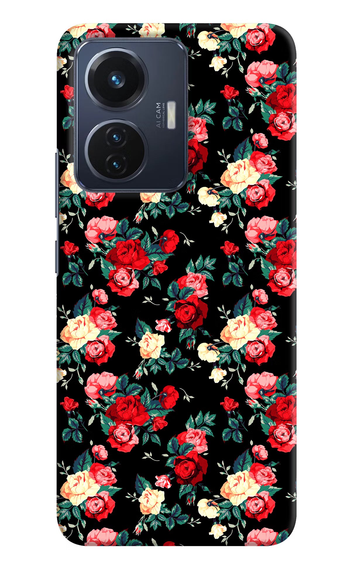 Rose Pattern Vivo T1 44W Hard Case Back Cover by Casekaro