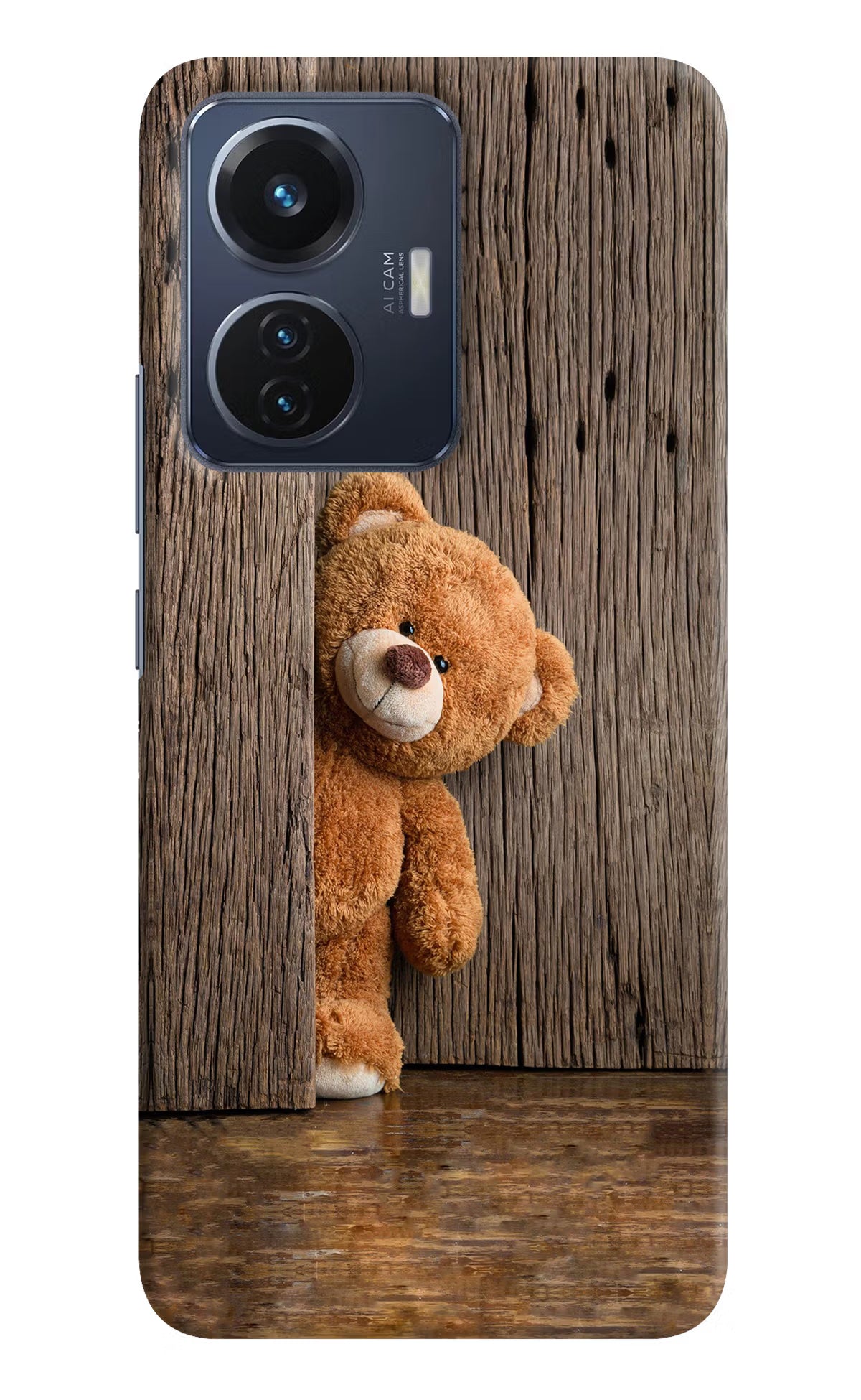 Teddy Wooden Vivo T1 44W Hard Case Back Cover by Casekaro