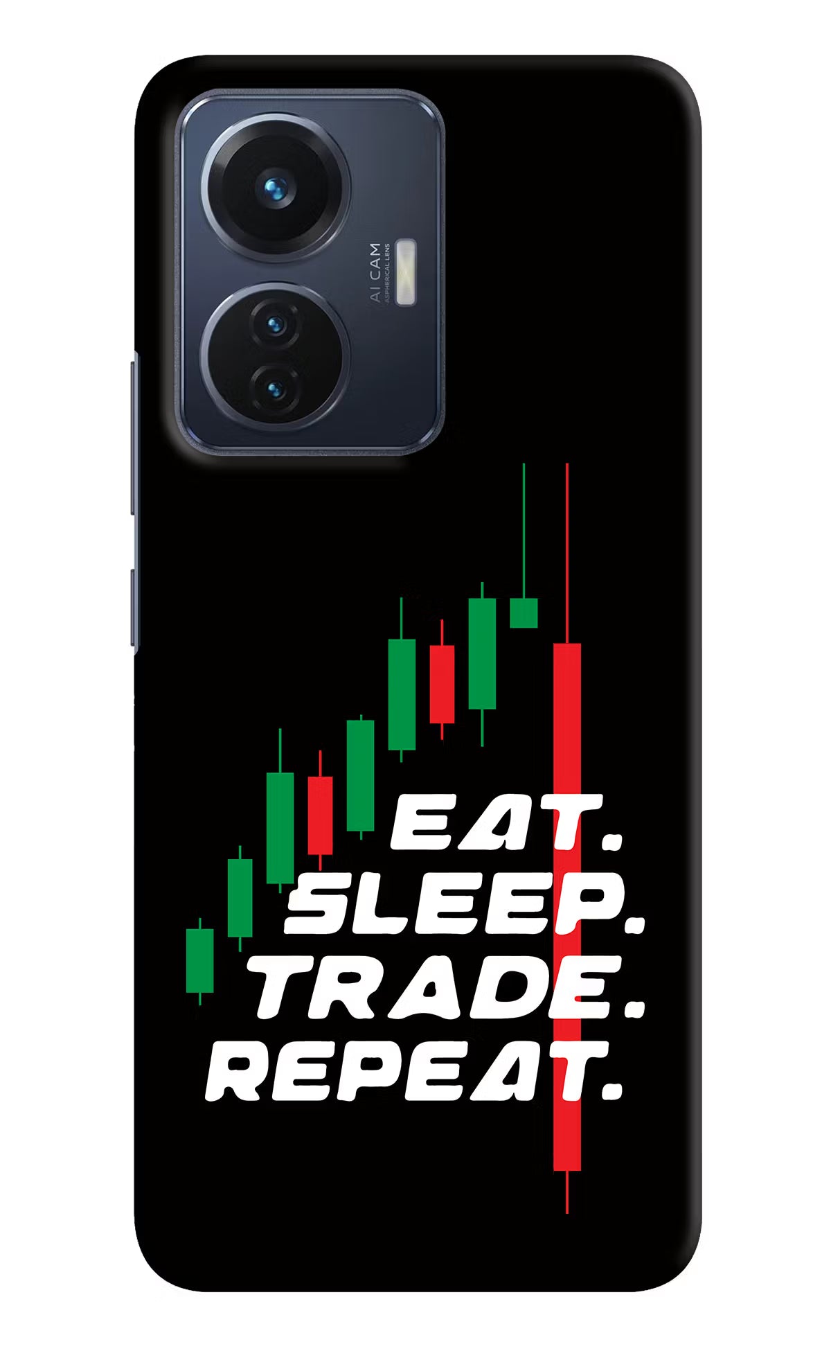 Eat Sleep Trade Repeat Vivo T1 44W Hard Case Back Cover by Casekaro
