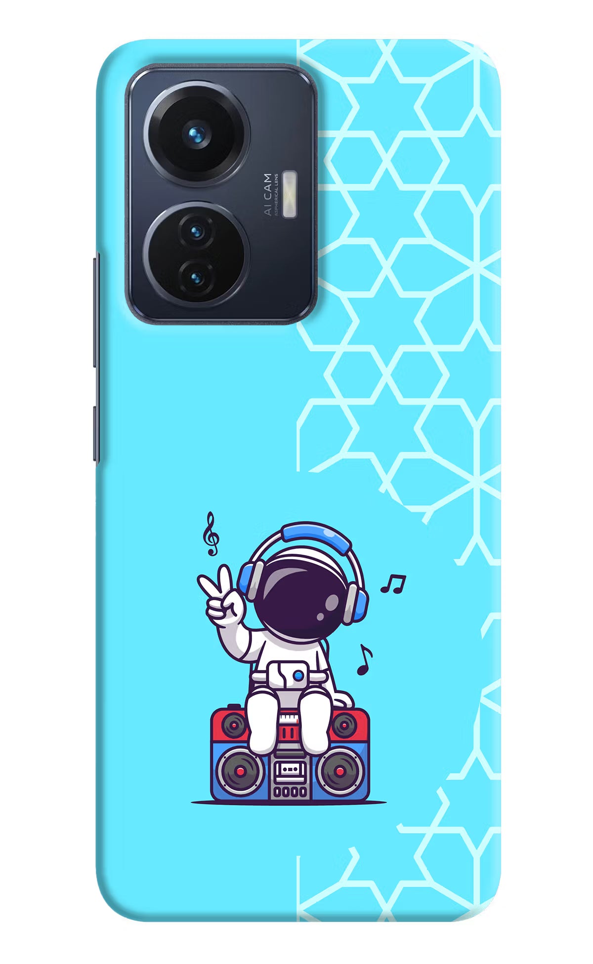 Cute Astronaut Chilling Vivo T1 44W Hard Case Back Cover by Casekaro