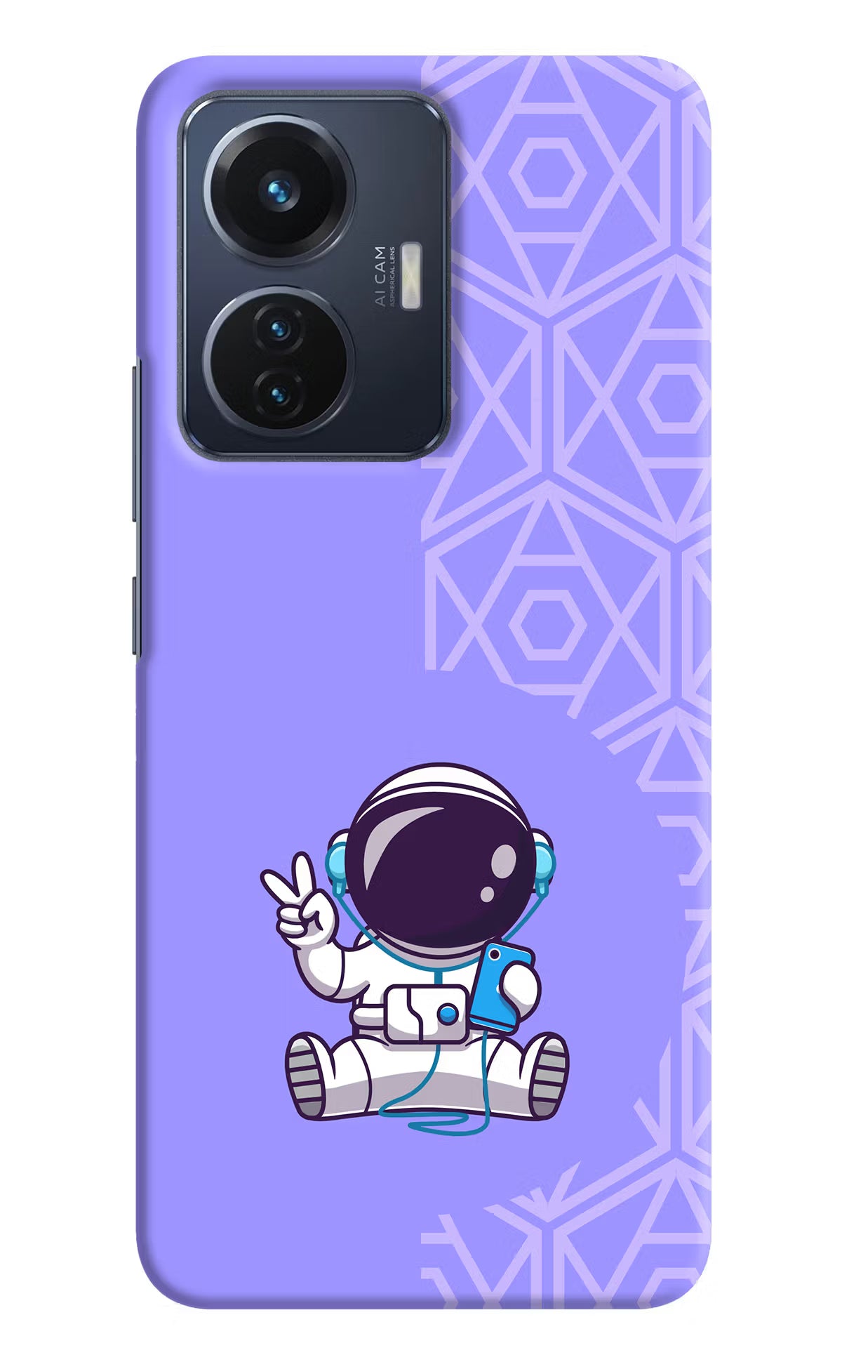 Cute Astronaut Chilling Vivo T1 44W Hard Case Back Cover by Casekaro
