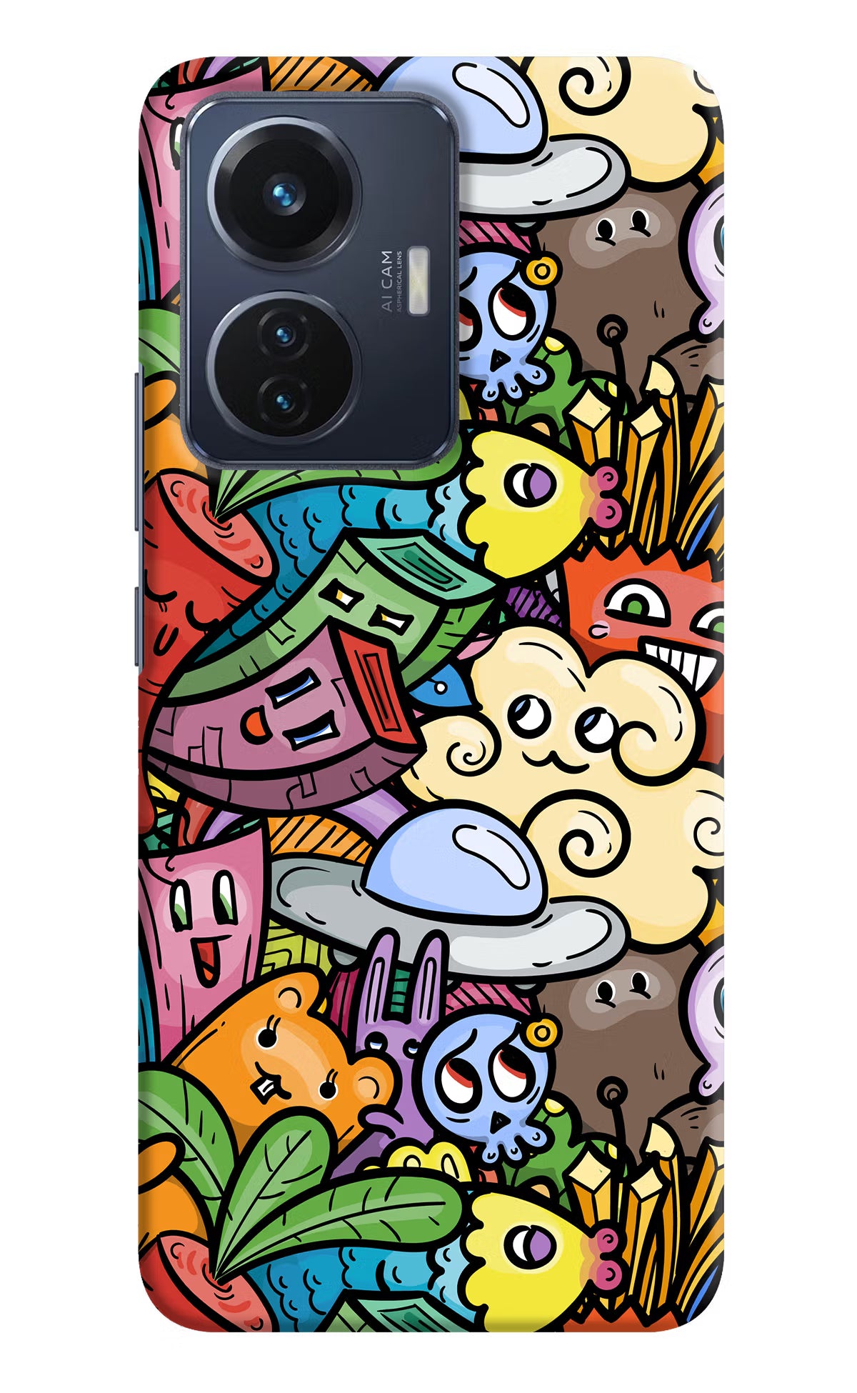 Veggie Doodle Vivo T1 44W Hard Case Back Cover by Casekaro
