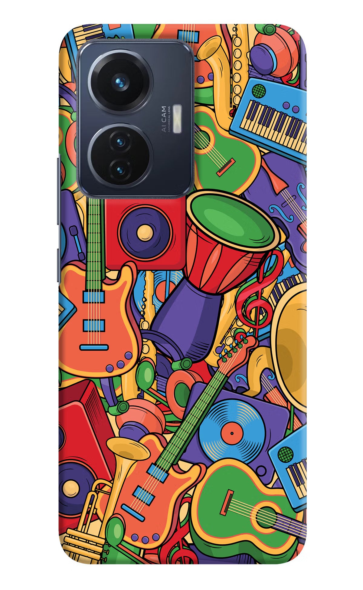 Music Instrument Doodle Vivo T1 44W Hard Case Back Cover by Casekaro