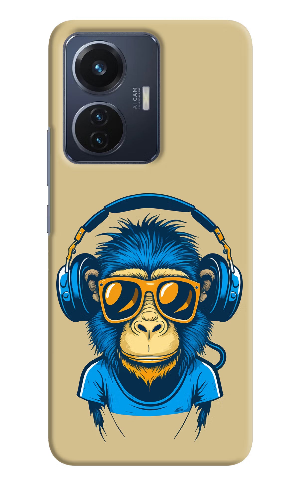 Monkey Headphone Vivo T1 44W Hard Case Back Cover by Casekaro