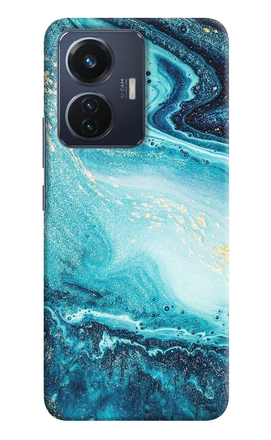 Blue Glitter Marble Vivo T1 44W Hard Case Back Cover by Casekaro