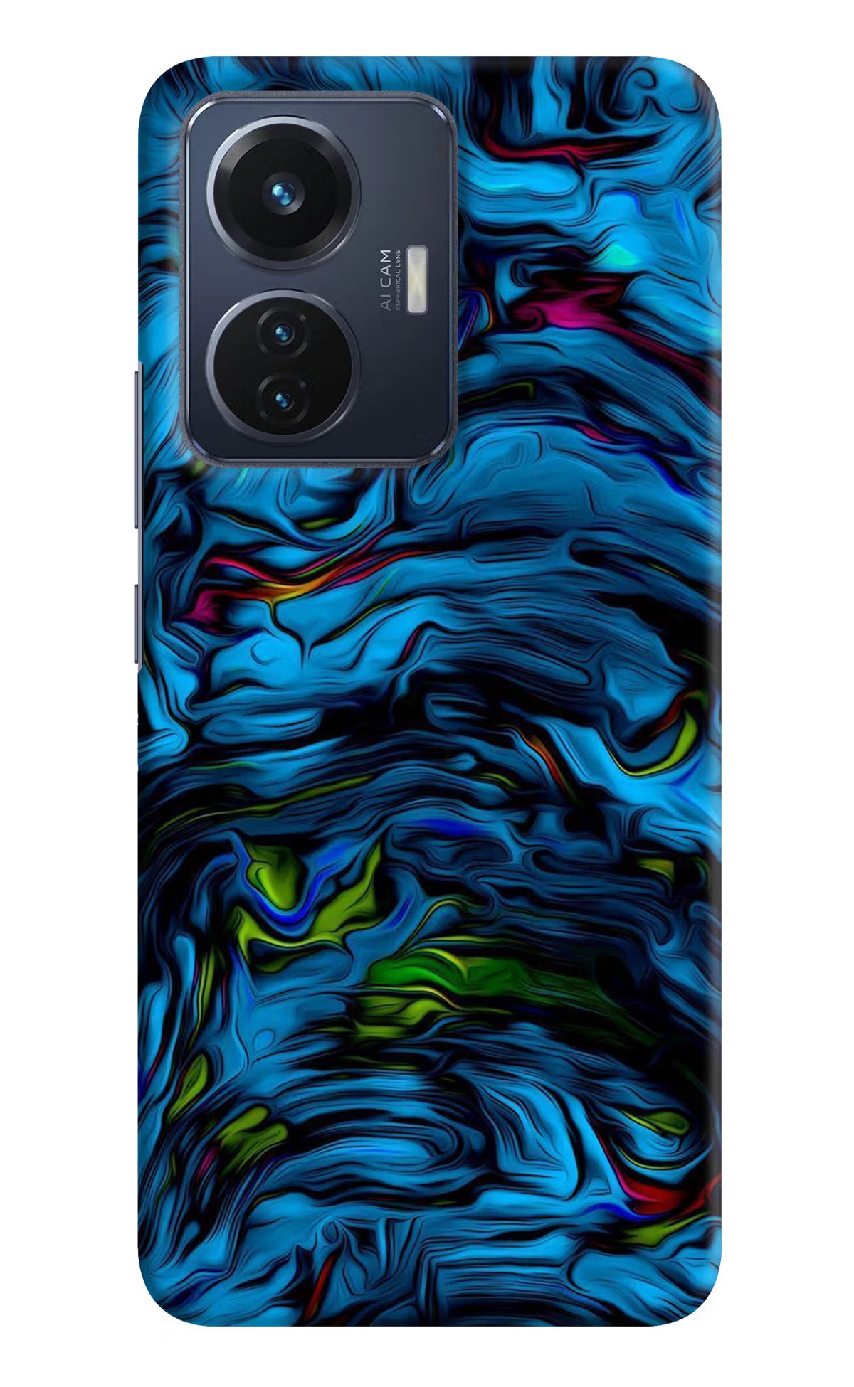 Dark Blue Abstract Vivo T1 44W Hard Case Back Cover by Casekaro