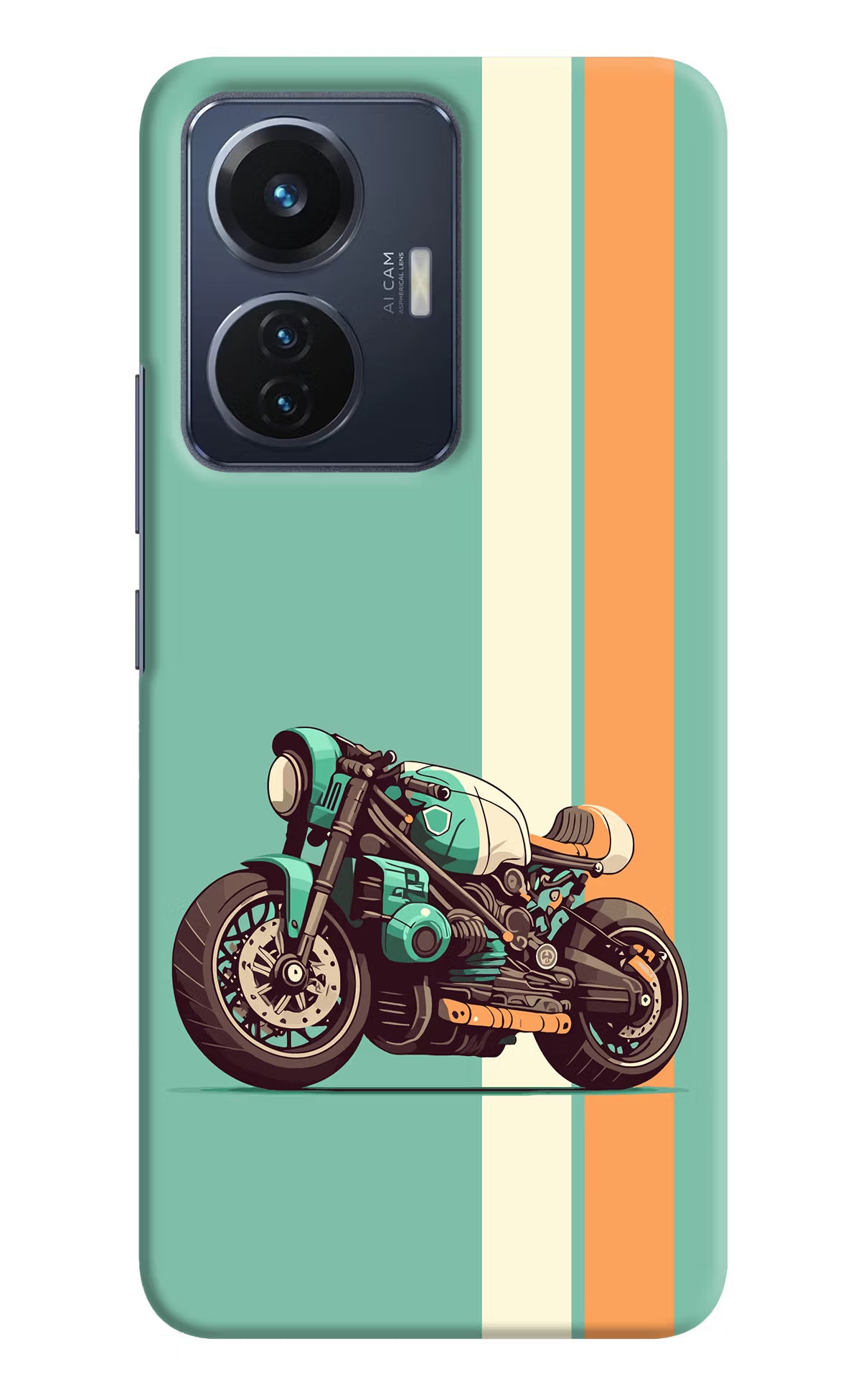 Striped Moto Drift Vivo T1 44W Hard Case Back Cover by Casekaro